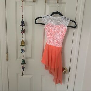 Revolution Kids Dance Gymnastics Costume in Orange and White Medium